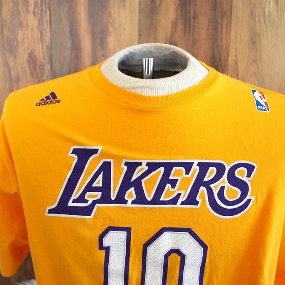 NBA Lakers Adidas T Shirt Tee Yellow Purple Nash 10 XL - Picture 4 of 6